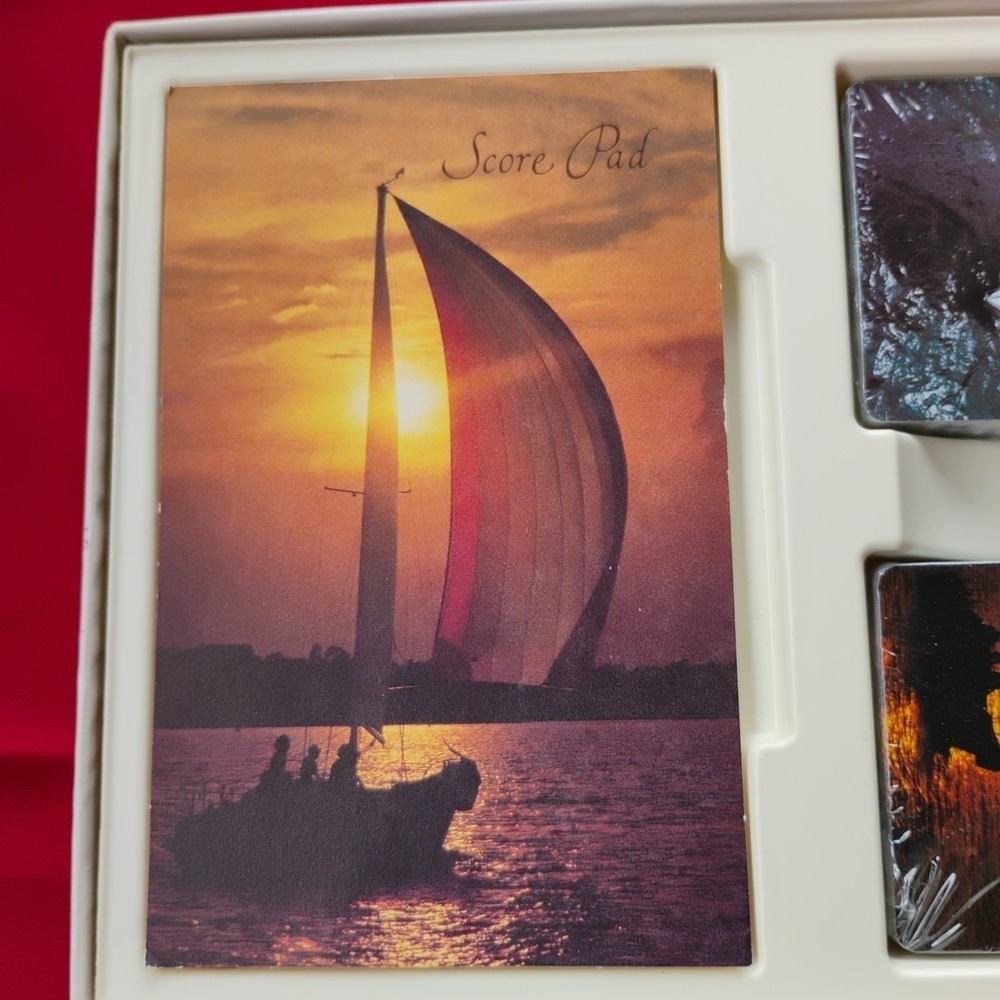 Vintage NIB Hallmark Sailboat Cards Bridge Set With 2 Card Decks & Score Pad - Picture 3 of 11